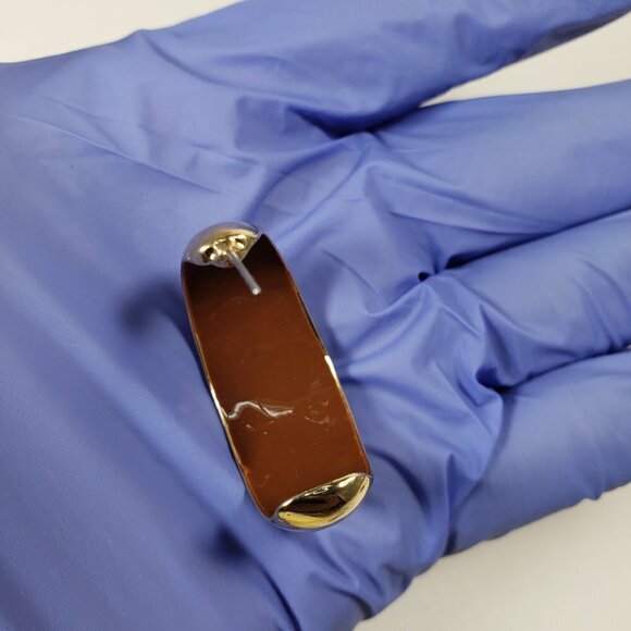 Women's Polished Gold tone Crescent / Half Hoop Drop Earrings, 1.25-inch - Picture 8 of 9